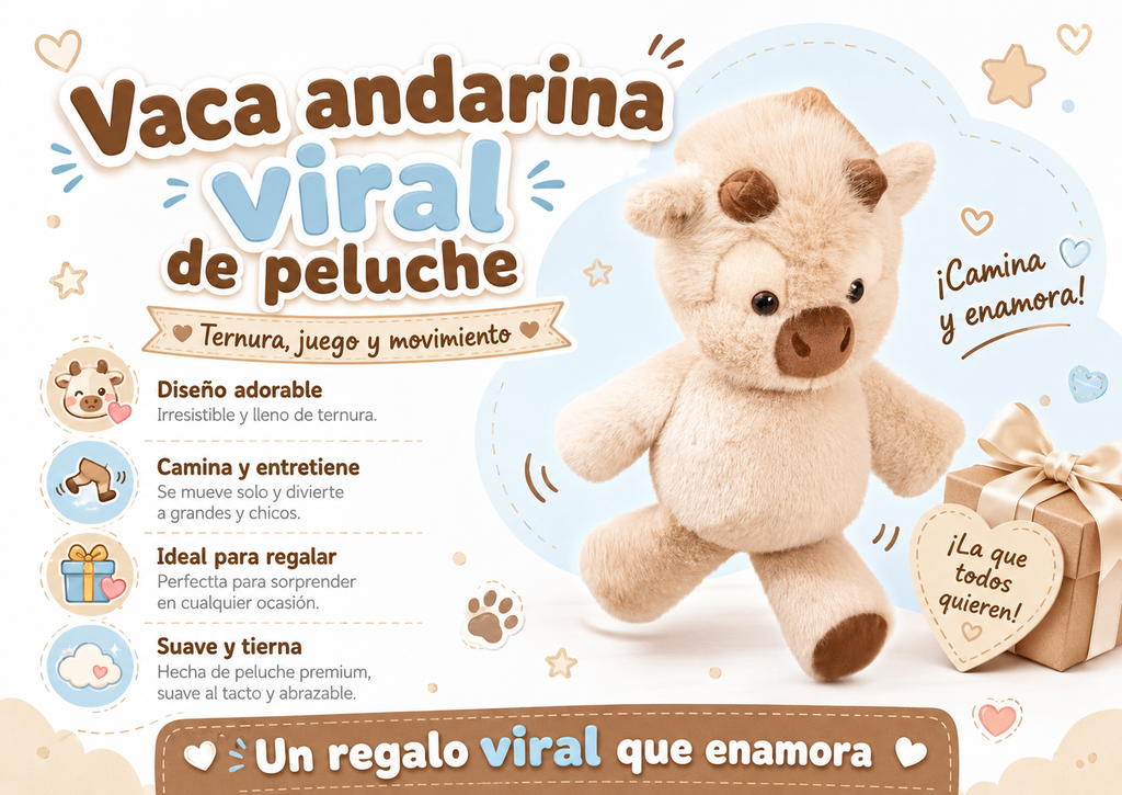 Vaca andarina de peluche divertida de 40 cm